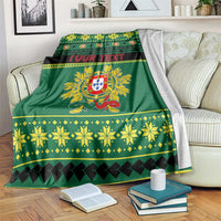 Personalized Portugal Christmas Blanket Emblem With Flag Style - Wonder Print Shop