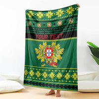 Personalized Portugal Christmas Blanket Emblem With Flag Style - Wonder Print Shop