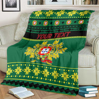 Personalized Portugal Christmas Blanket Emblem With Flag Style - Wonder Print Shop