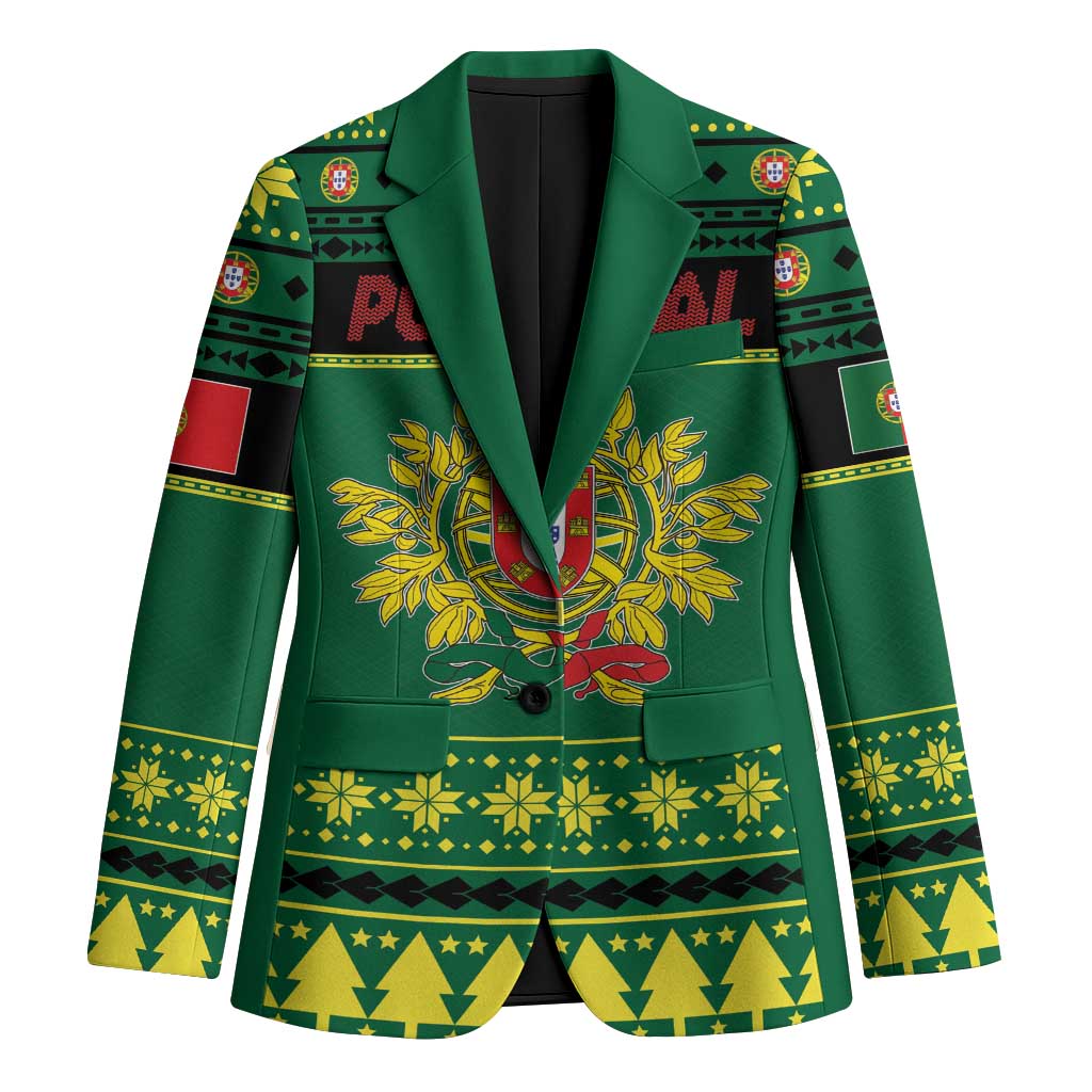 Personalized Portugal Christmas Blazer Emblem With Flag Style - Wonder Print Shop