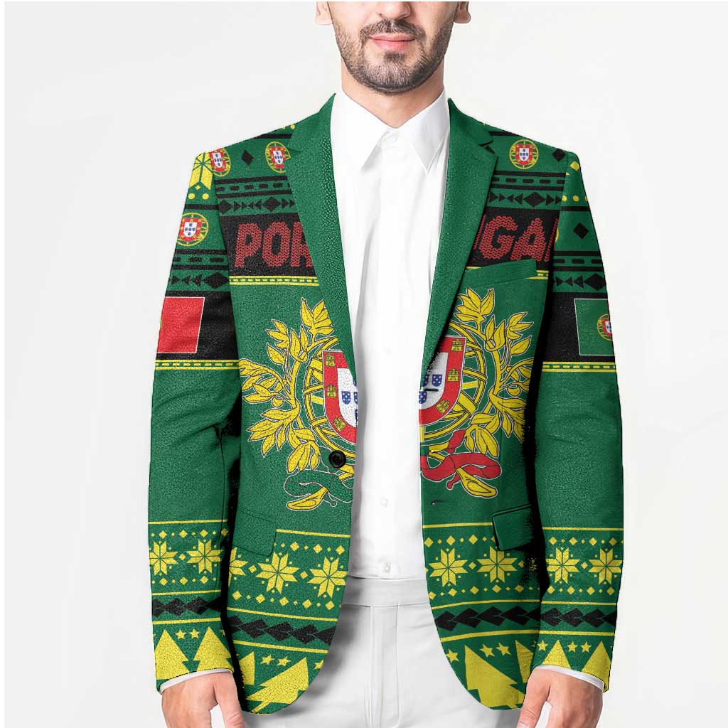 Personalized Portugal Christmas Blazer Emblem With Flag Style - Wonder Print Shop