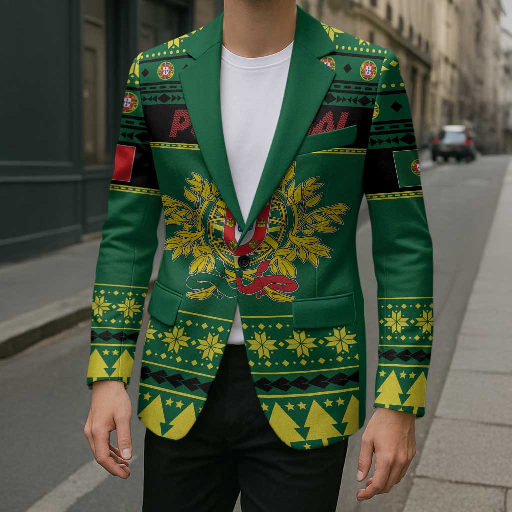 Personalized Portugal Christmas Blazer Emblem With Flag Style - Wonder Print Shop