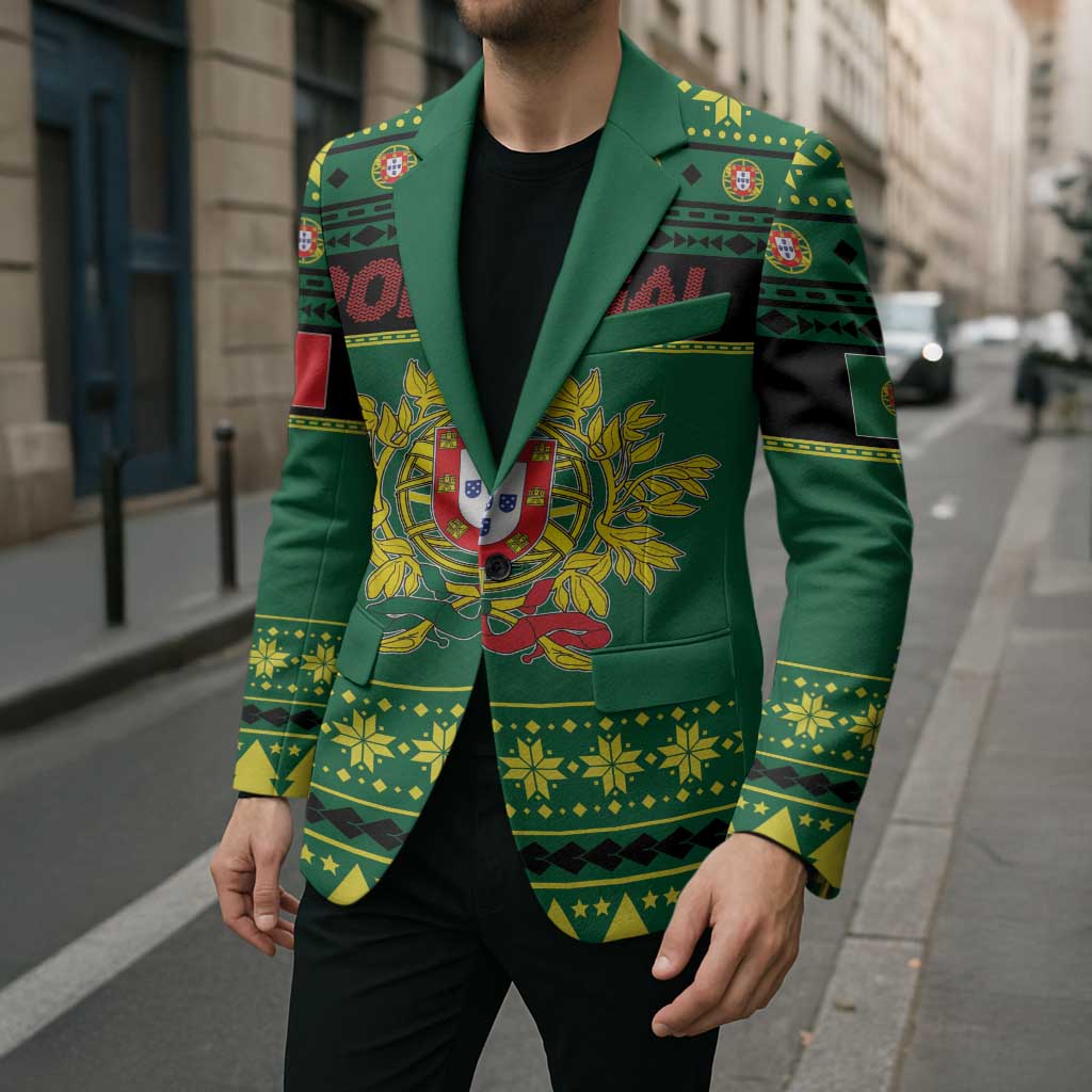 Personalized Portugal Christmas Blazer Emblem With Flag Style - Wonder Print Shop