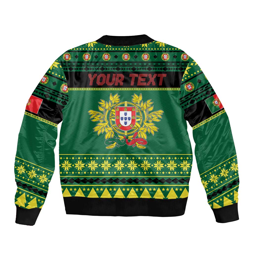 Personalized Portugal Christmas Bomber Jacket Emblem With Flag Style - Wonder Print Shop