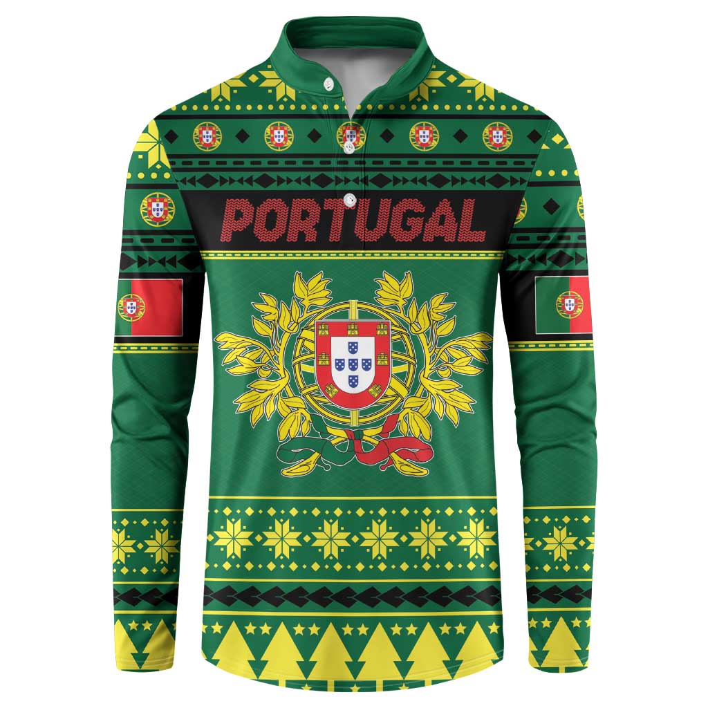 Personalized Portugal Christmas Button Sweatshirt Emblem With Flag Style - Wonder Print Shop