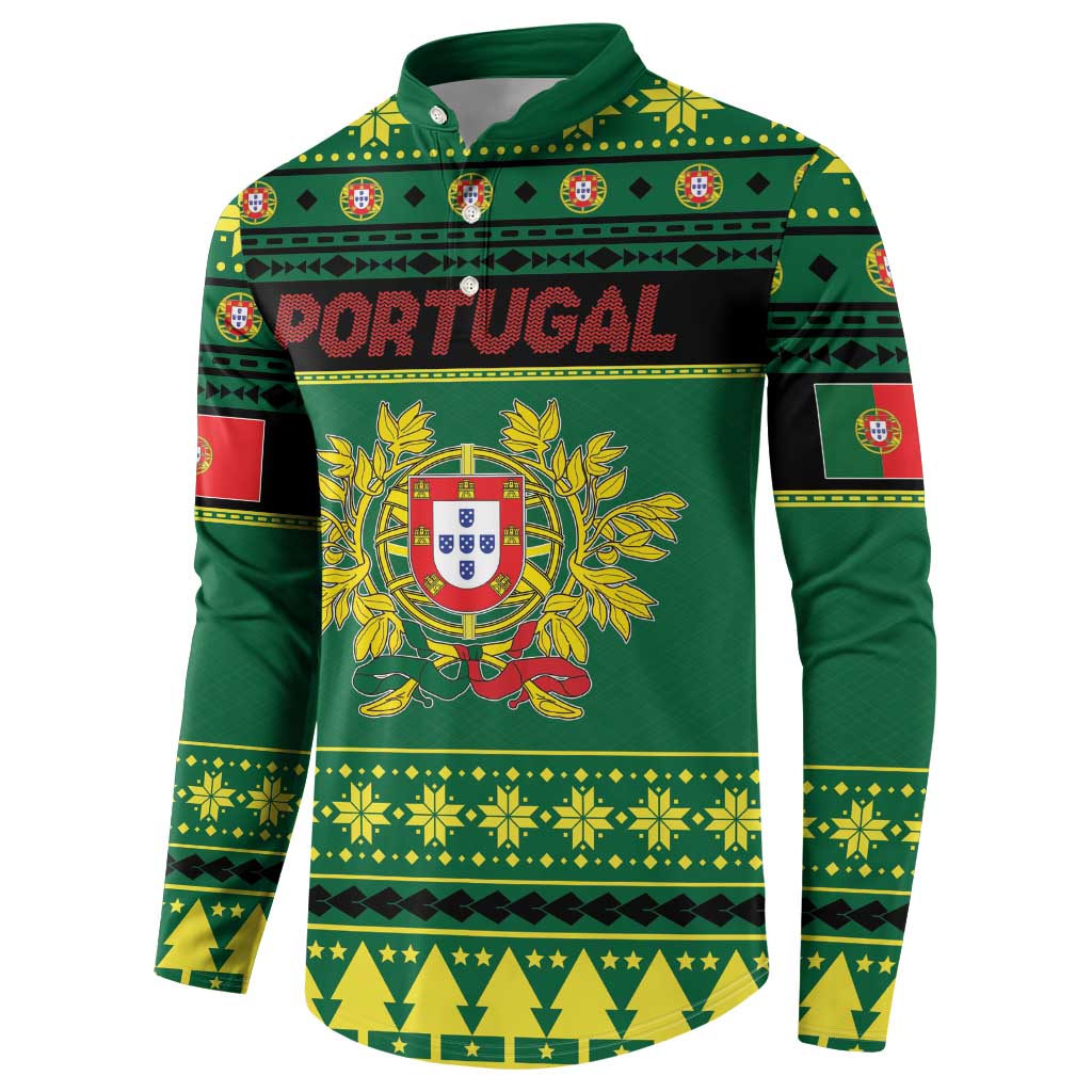 Personalized Portugal Christmas Button Sweatshirt Emblem With Flag Style - Wonder Print Shop
