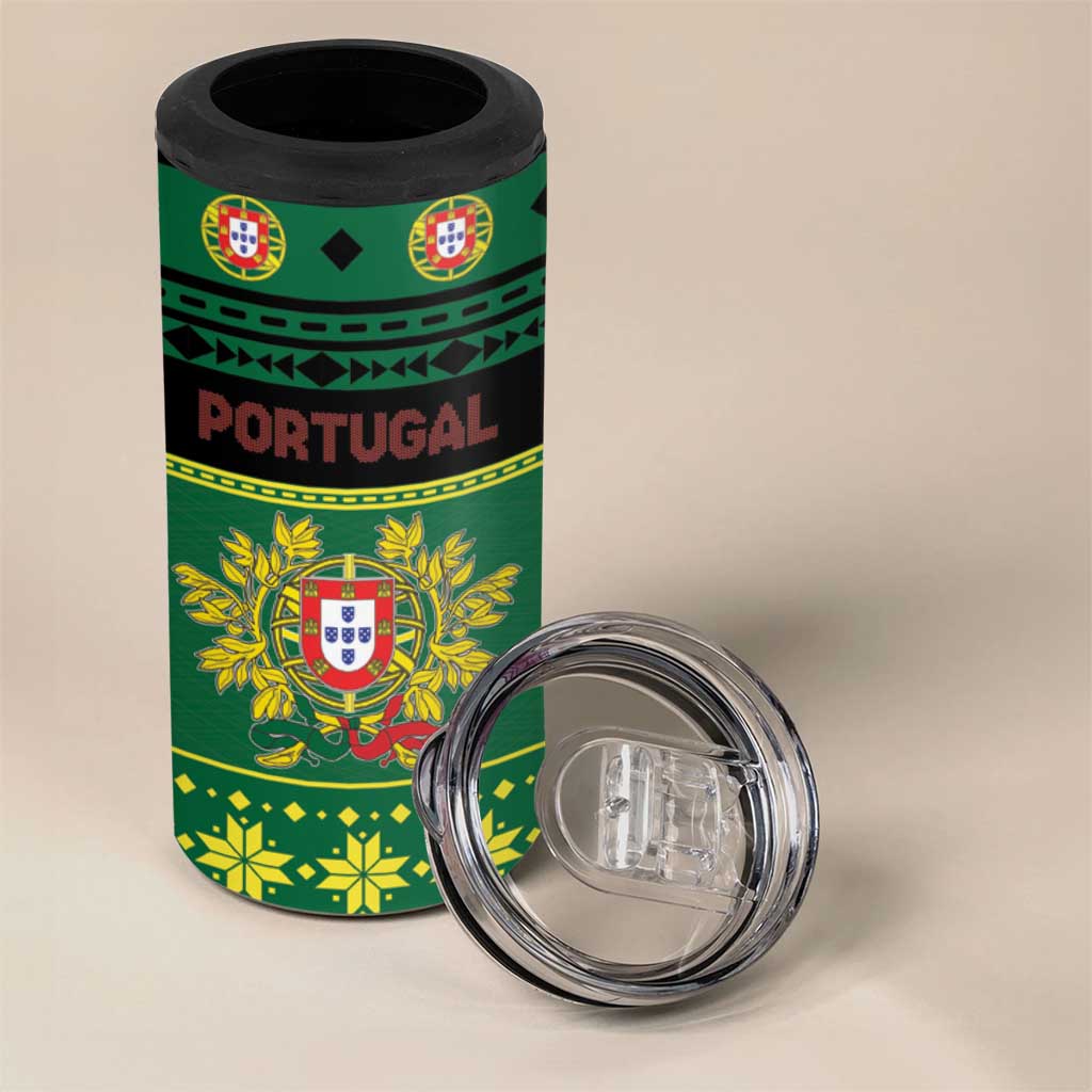 Personalized Portugal Christmas 4 in 1 Can Cooler Tumbler Emblem With Flag Style - Wonder Print Shop