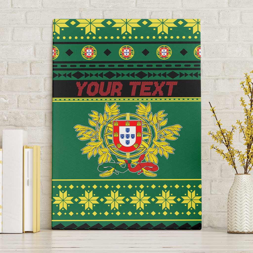 Personalized Portugal Christmas Canvas Wall Art Emblem With Flag Style - Wonder Print Shop