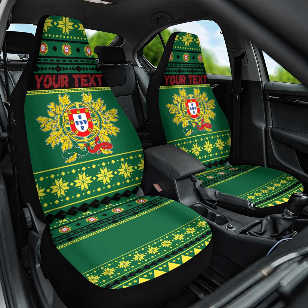 Personalized Portugal Christmas Car Seat Cover Emblem With Flag Style - Wonder Print Shop