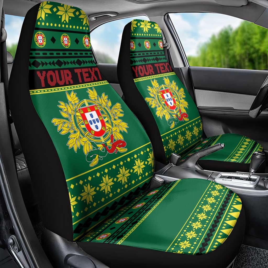 Personalized Portugal Christmas Car Seat Cover Emblem With Flag Style - Wonder Print Shop