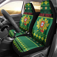 Personalized Portugal Christmas Car Seat Cover Emblem With Flag Style - Wonder Print Shop