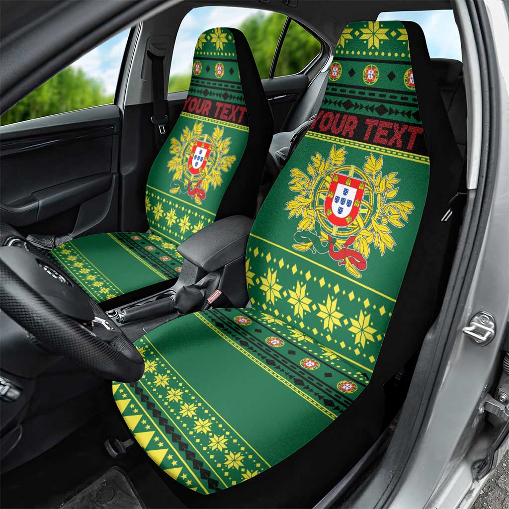 Personalized Portugal Christmas Car Seat Cover Emblem With Flag Style - Wonder Print Shop