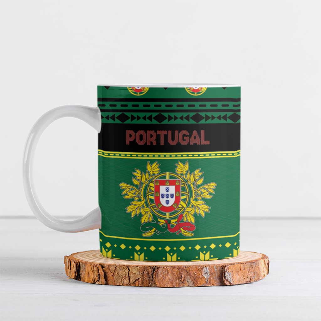 Personalized Portugal Christmas Ceramic Mug Emblem With Flag Style - Wonder Print Shop