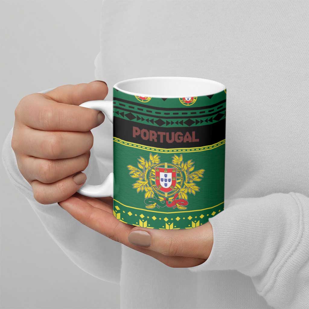 Personalized Portugal Christmas Ceramic Mug Emblem With Flag Style - Wonder Print Shop