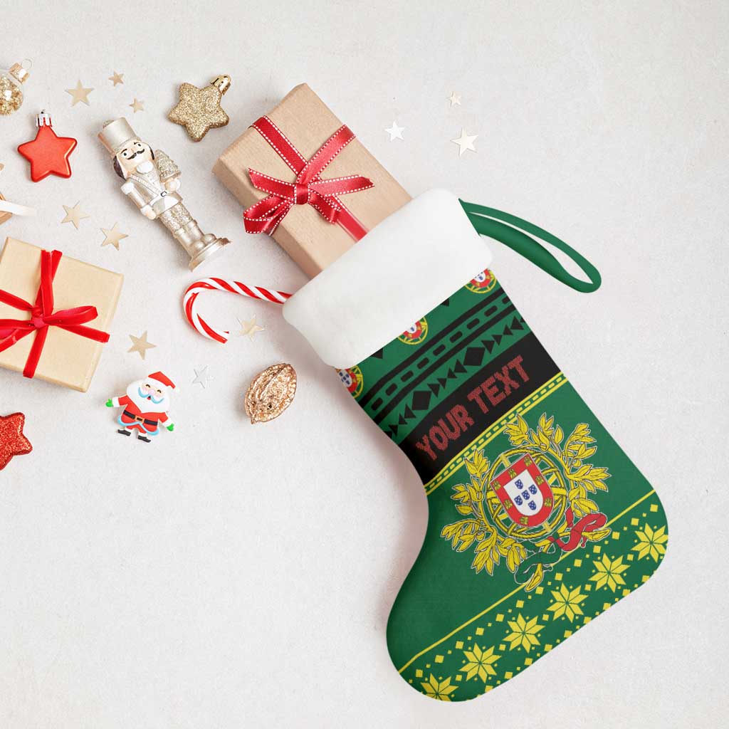 Personalized Portugal Christmas Stocking Emblem With Flag Style - Wonder Print Shop