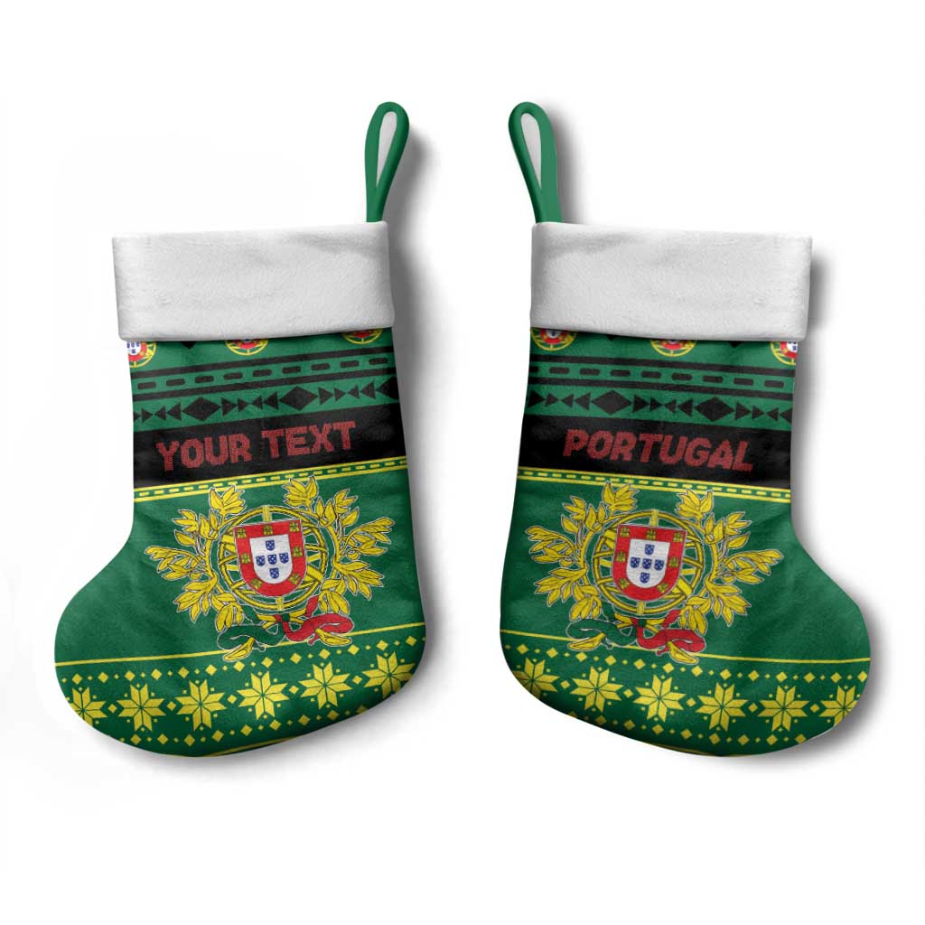 Personalized Portugal Christmas Stocking Emblem With Flag Style - Wonder Print Shop