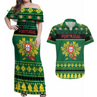 Personalized Portugal Christmas Couples Matching Off Shoulder Maxi Dress and Hawaiian Shirt Emblem With Flag Style - Wonder Print Shop