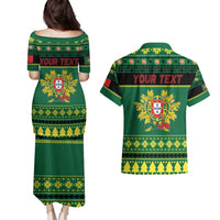 Personalized Portugal Christmas Couples Matching Puletasi and Hawaiian Shirt Emblem With Flag Style - Wonder Print Shop