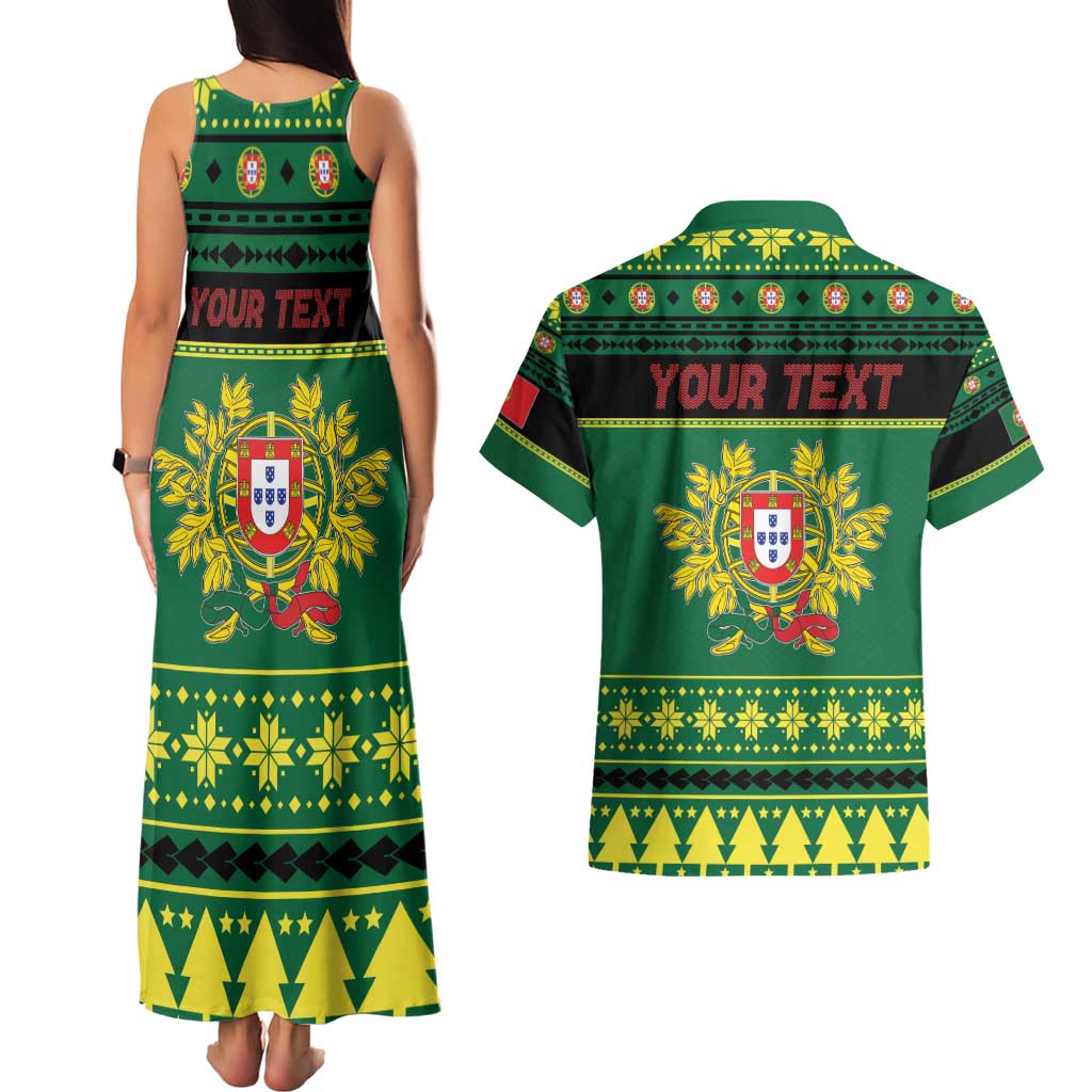 Personalized Portugal Christmas Couples Matching Tank Maxi Dress and Hawaiian Shirt Emblem With Flag Style - Wonder Print Shop