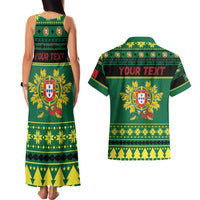 Personalized Portugal Christmas Couples Matching Tank Maxi Dress and Hawaiian Shirt Emblem With Flag Style - Wonder Print Shop