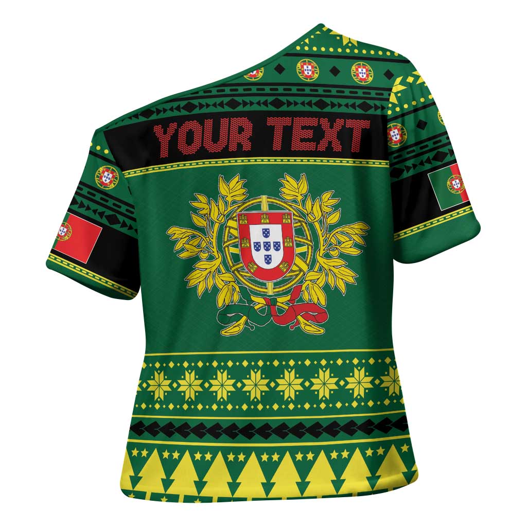 Personalized Portugal Christmas Cross Shoulder Shirt Emblem With Flag Style - Wonder Print Shop