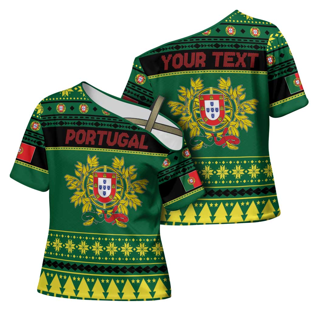 Personalized Portugal Christmas Cross Shoulder Shirt Emblem With Flag Style - Wonder Print Shop