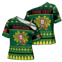 Personalized Portugal Christmas Cross Shoulder Shirt Emblem With Flag Style - Wonder Print Shop