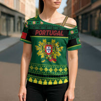 Personalized Portugal Christmas Cross Shoulder Shirt Emblem With Flag Style - Wonder Print Shop