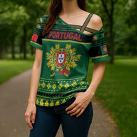 Personalized Portugal Christmas Cross Shoulder Shirt Emblem With Flag Style - Wonder Print Shop