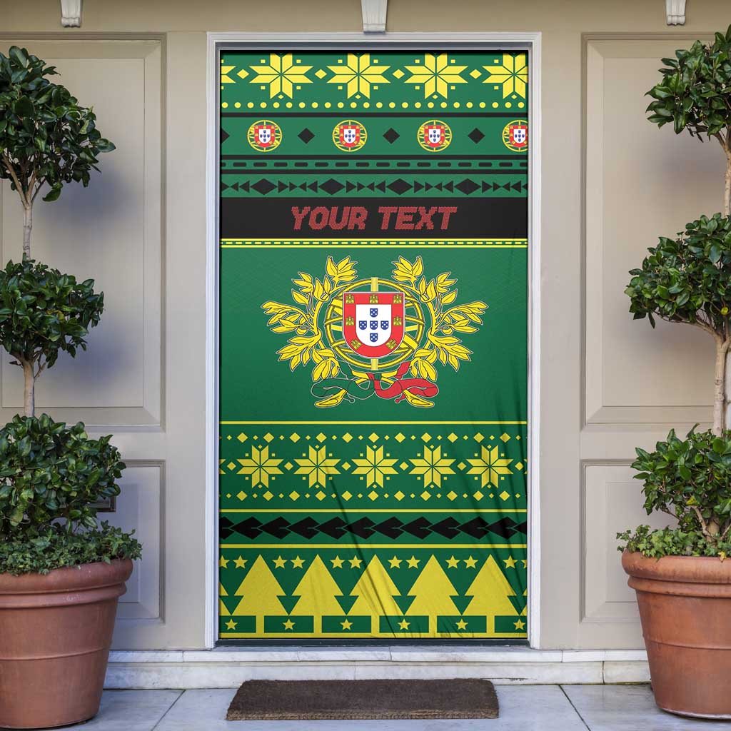 Personalized Portugal Christmas Door Cover Emblem With Flag Style - Wonder Print Shop