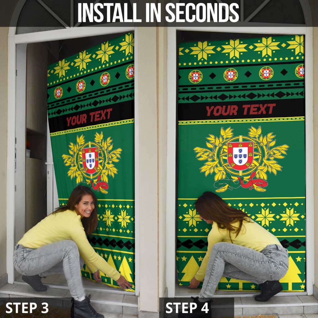 Personalized Portugal Christmas Door Cover Emblem With Flag Style - Wonder Print Shop