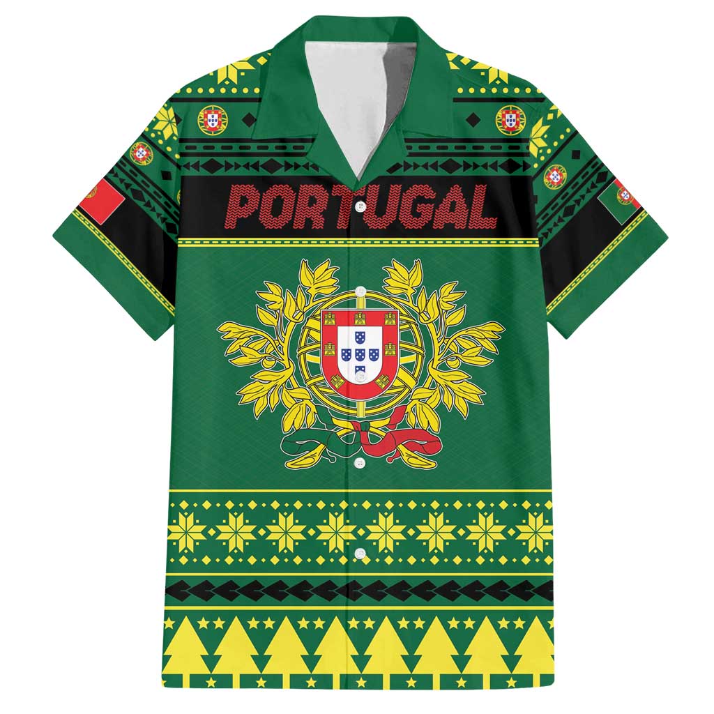 Personalized Portugal Christmas Family Matching Long Sleeve Bodycon Dress and Hawaiian Shirt Emblem With Flag Style - Wonder Print Shop