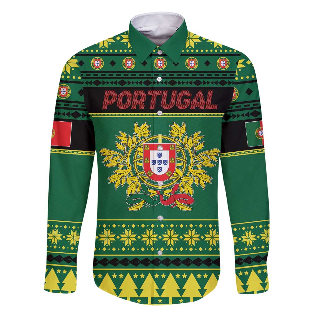 Personalized Portugal Christmas Family Matching Long Sleeve Bodycon Dress and Hawaiian Shirt Emblem With Flag Style - Wonder Print Shop