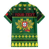 Personalized Portugal Christmas Family Matching Off The Shoulder Long Sleeve Dress and Hawaiian Shirt Emblem With Flag Style - Wonder Print Shop
