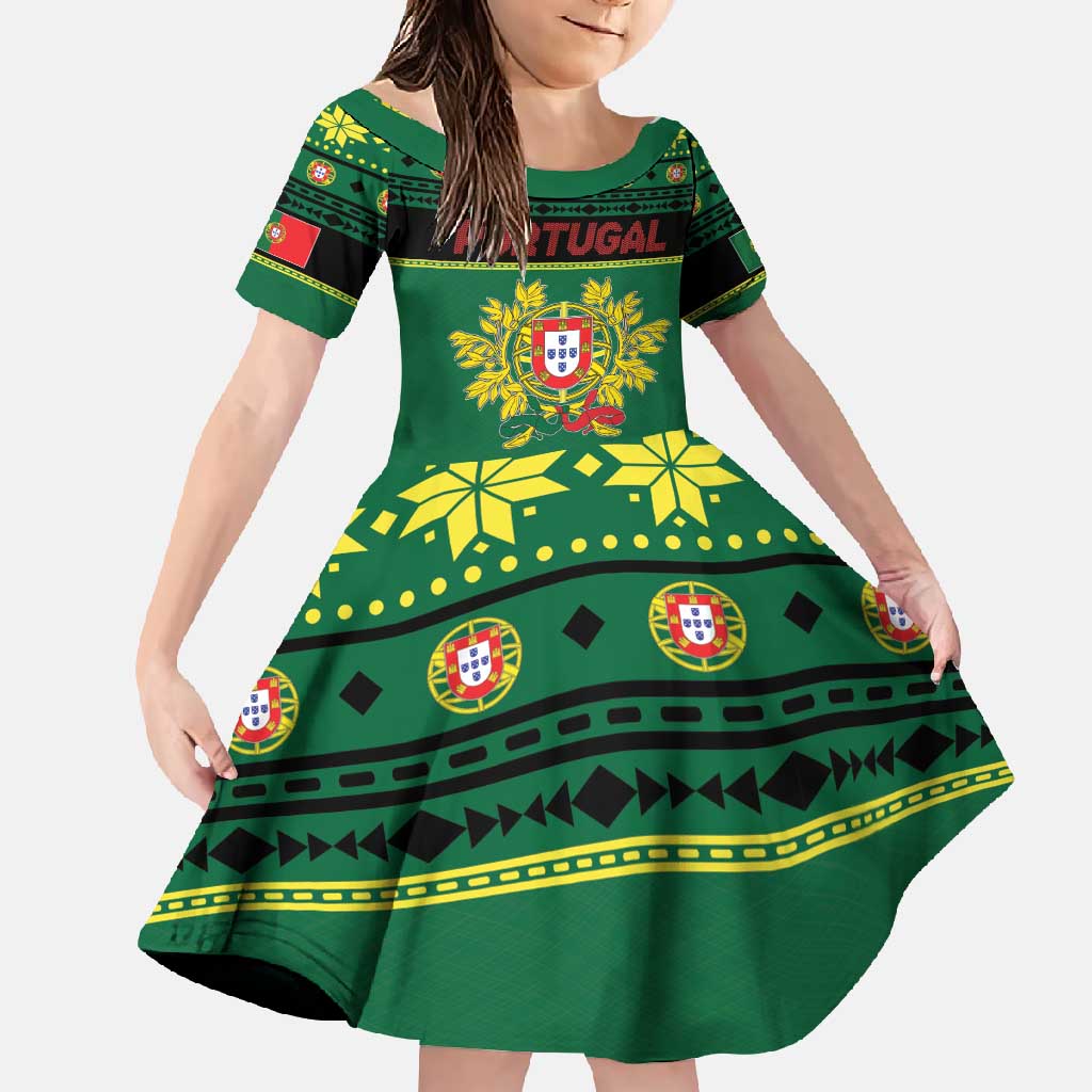 Personalized Portugal Christmas Family Matching Off Shoulder Maxi Dress and Hawaiian Shirt Emblem With Flag Style - Wonder Print Shop
