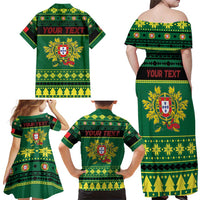 Personalized Portugal Christmas Family Matching Off Shoulder Maxi Dress and Hawaiian Shirt Emblem With Flag Style - Wonder Print Shop