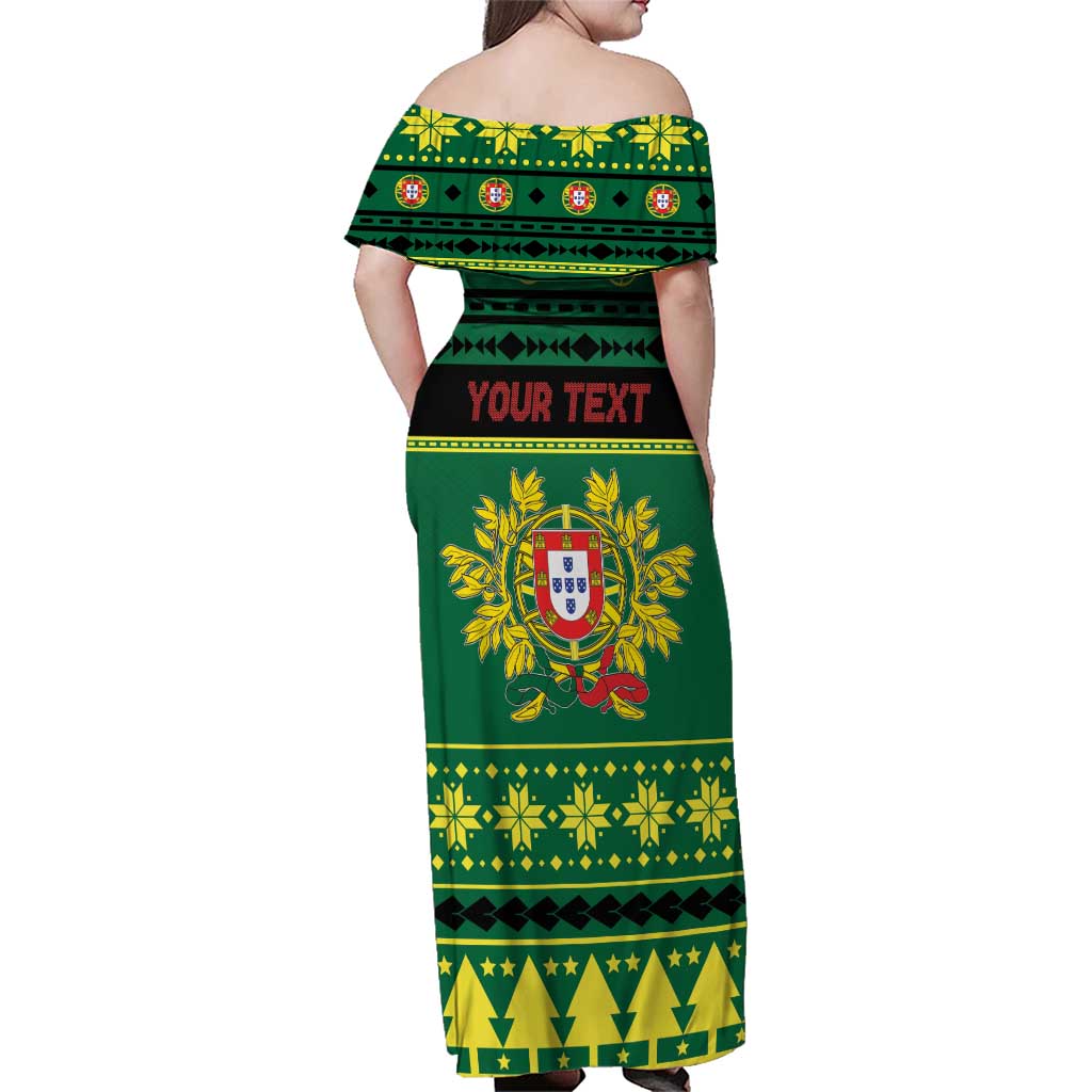 Personalized Portugal Christmas Family Matching Off Shoulder Maxi Dress and Hawaiian Shirt Emblem With Flag Style - Wonder Print Shop
