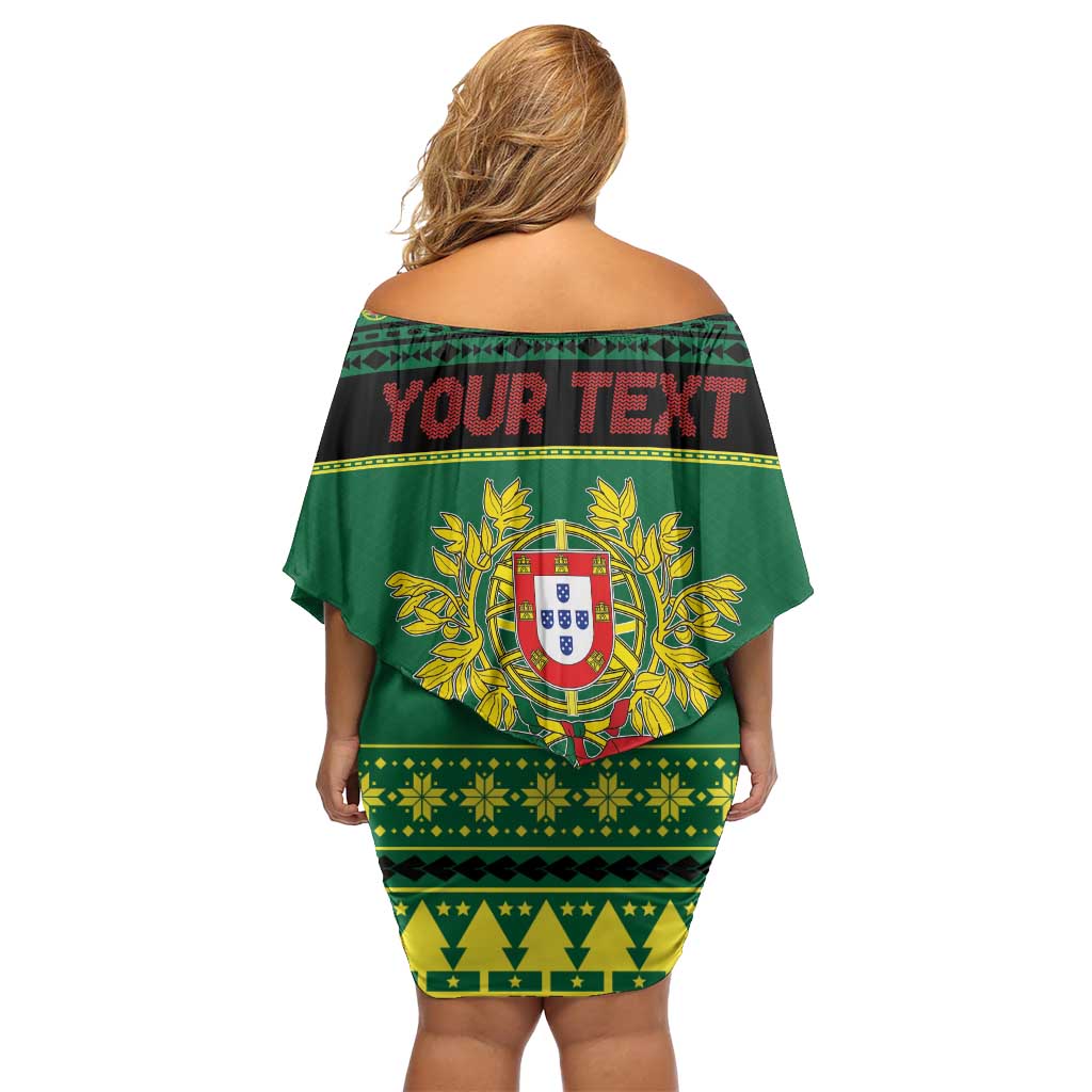 Personalized Portugal Christmas Family Matching Off Shoulder Short Dress and Hawaiian Shirt Emblem With Flag Style - Wonder Print Shop