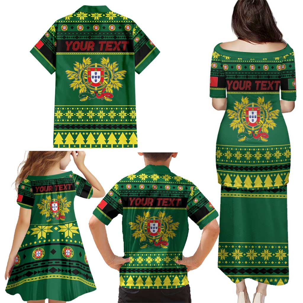 Personalized Portugal Christmas Family Matching Puletasi and Hawaiian Shirt Emblem With Flag Style - Wonder Print Shop