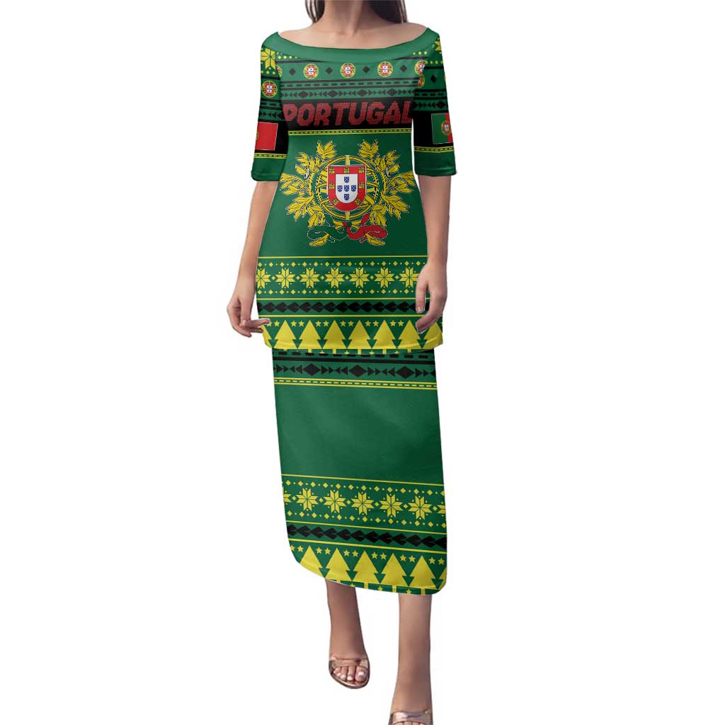 Personalized Portugal Christmas Family Matching Puletasi and Hawaiian Shirt Emblem With Flag Style - Wonder Print Shop