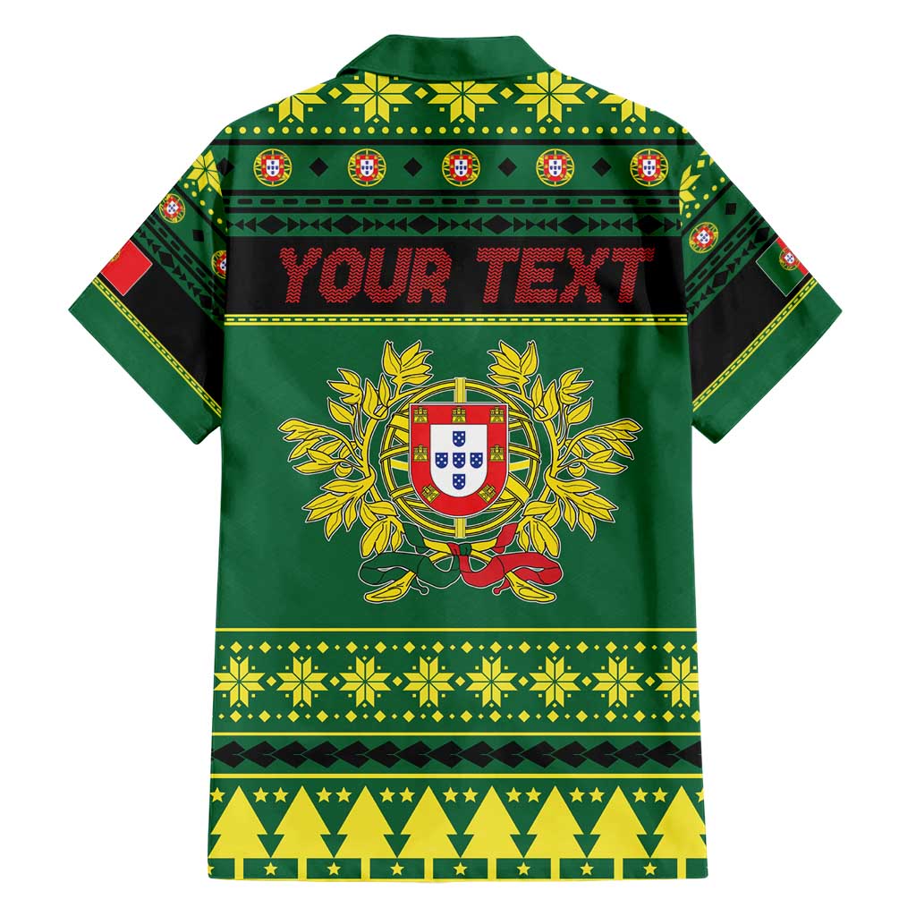 Personalized Portugal Christmas Family Matching Short Sleeve Bodycon Dress and Hawaiian Shirt Emblem With Flag Style - Wonder Print Shop