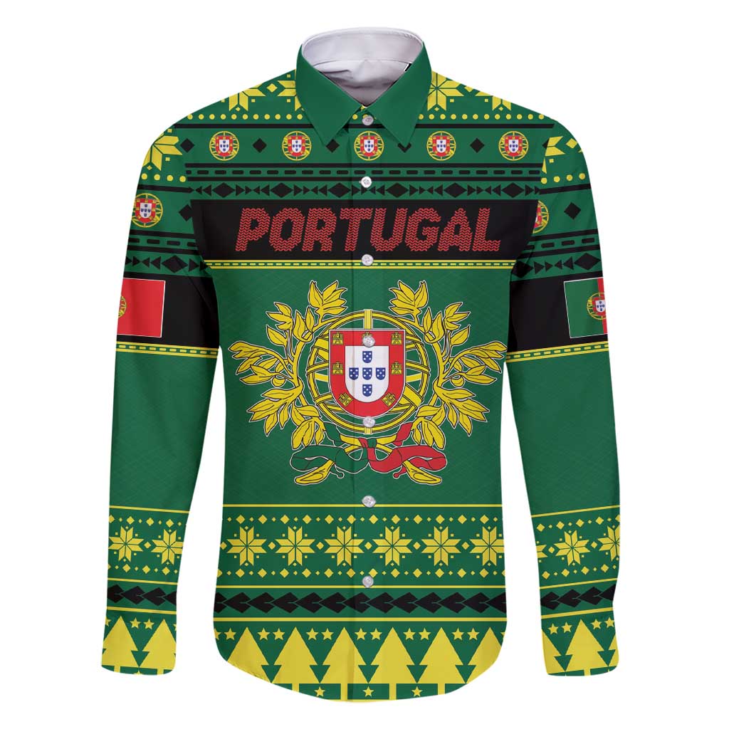 Personalized Portugal Christmas Family Matching Short Sleeve Bodycon Dress and Hawaiian Shirt Emblem With Flag Style - Wonder Print Shop