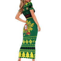 Personalized Portugal Christmas Family Matching Short Sleeve Bodycon Dress and Hawaiian Shirt Emblem With Flag Style - Wonder Print Shop