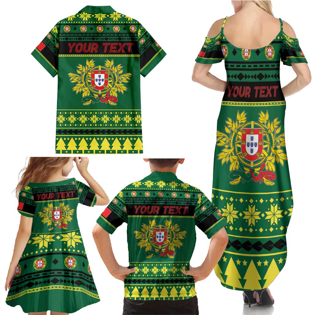 Personalized Portugal Christmas Family Matching Summer Maxi Dress and Hawaiian Shirt Emblem With Flag Style - Wonder Print Shop