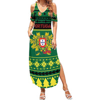 Personalized Portugal Christmas Family Matching Summer Maxi Dress and Hawaiian Shirt Emblem With Flag Style - Wonder Print Shop