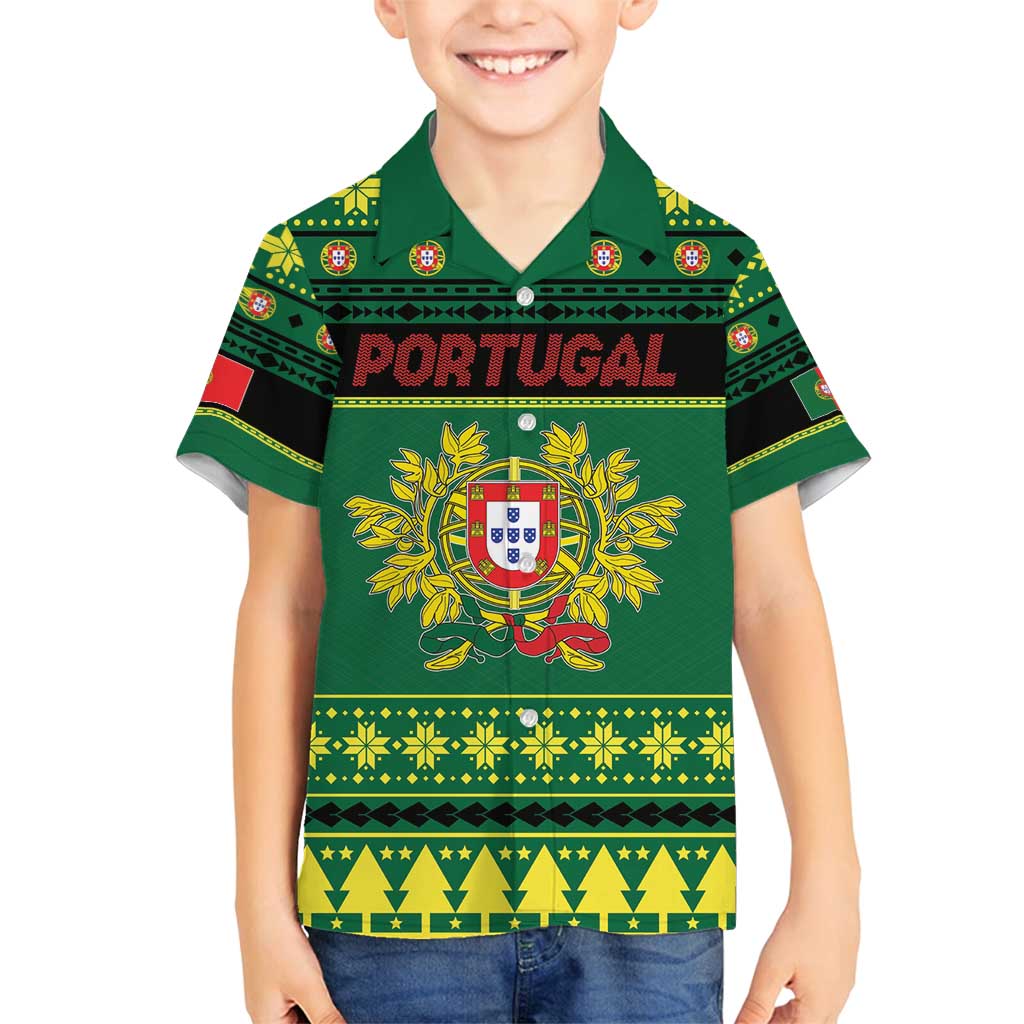 Personalized Portugal Christmas Family Matching Summer Maxi Dress and Hawaiian Shirt Emblem With Flag Style - Wonder Print Shop