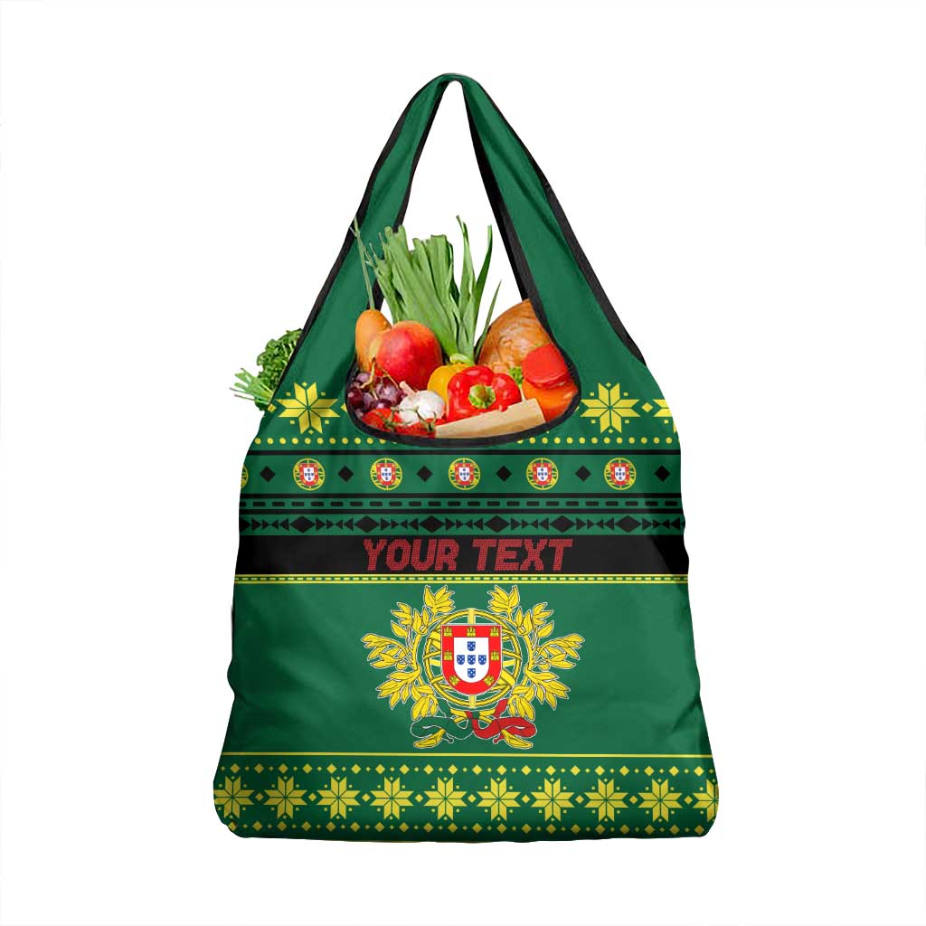 Personalized Portugal Christmas Grocery Bag Emblem With Flag Style - Wonder Print Shop