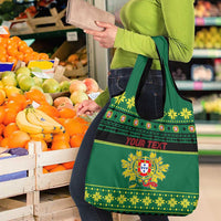 Personalized Portugal Christmas Grocery Bag Emblem With Flag Style - Wonder Print Shop