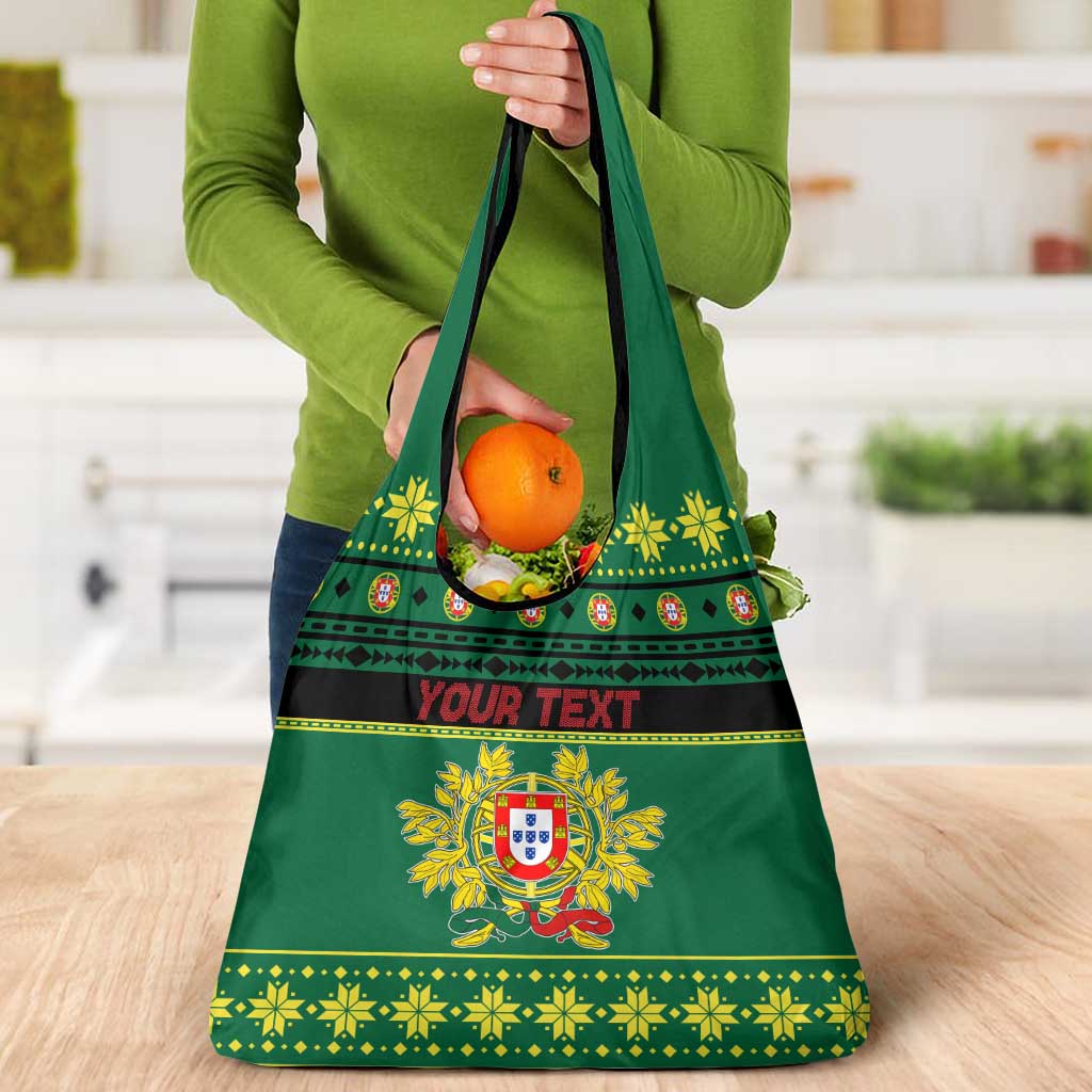 Personalized Portugal Christmas Grocery Bag Emblem With Flag Style - Wonder Print Shop