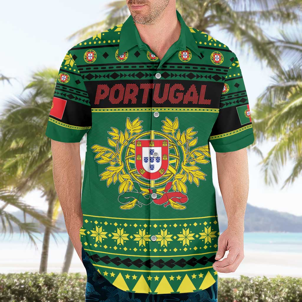 Personalized Portugal Christmas Hawaiian Shirt Emblem With Flag Style - Wonder Print Shop